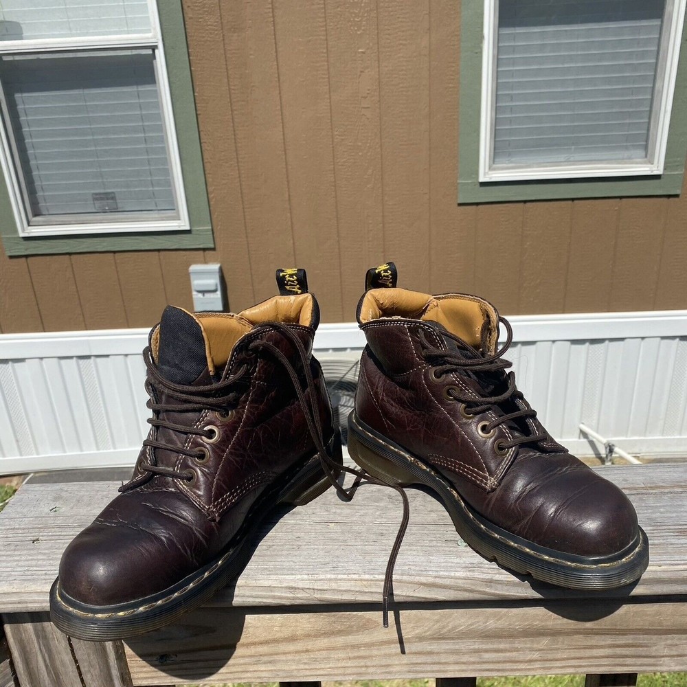 DR DOC MARTENS Mens 7- W 8 11410 AW004 Brown Leather Work Boots AirWair Bounce